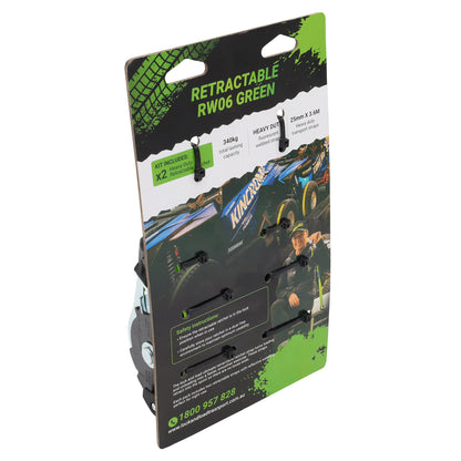 Pair of Retractable Ratchet Straps 25mm Wide 3.6m Long - RW06