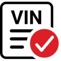 vin check icon with red tick