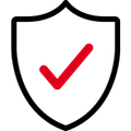warranty shield with red tick